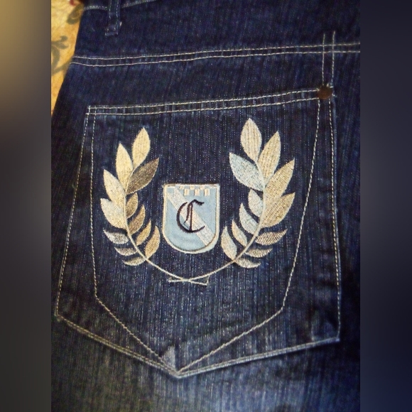 Campus Ivy League Crest Pockets Embroidered Denim Jeans Pants Men's 40/32 Blue - Picture 6 of 13